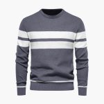 Men’s Striped Knit Sweater with Crew Neck - Image 5