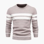 Men’s Striped Knit Sweater with Crew Neck - Image 7