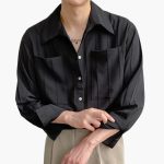 Men's T-Shirt with Round Neck and Ribbed Texture