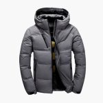 Men's Quilted Winter Jacket with Hood and Zipper - Image 3
