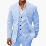 Men's Suit Set with Vest and Notched Lapel