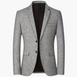 Men's Blazer with Notched Lapel and Button Closure