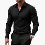 Men's Long Sleeve Shirt with Collar and Button Closure