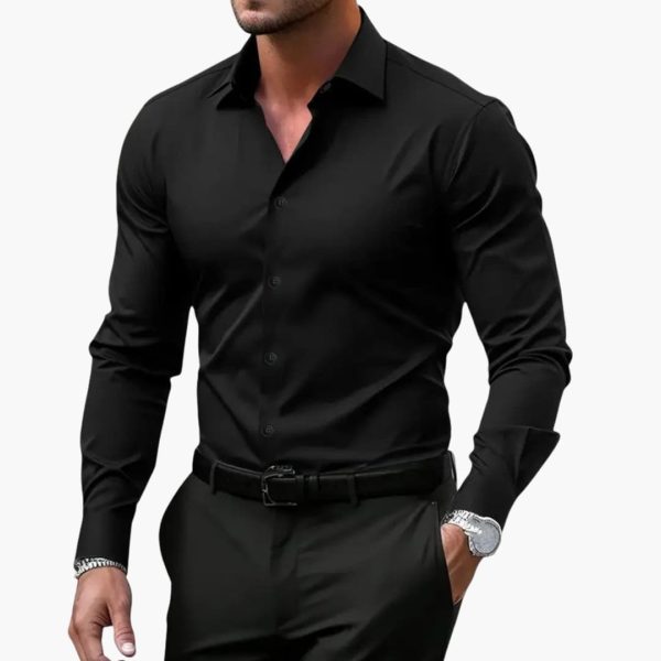 Men's Long Sleeve Shirt with Collar and Button Closure