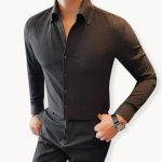 Men's Shirt with Kent Collar and Long Sleeves