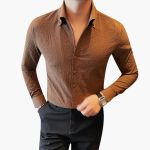 Men's Shirt with Kent Collar and Long Sleeves - Image 2