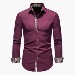 Men's Shirt with Button Closure and Patterned Cuffs - Image 3