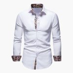 Men's Shirt with Button Closure and Patterned Cuffs