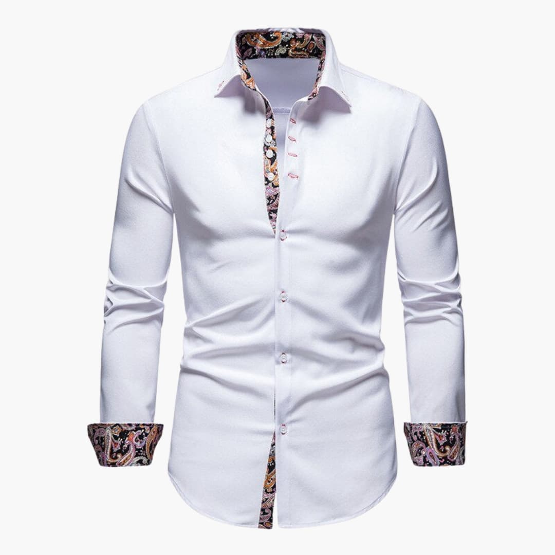 HerrenhemdmitKnopfverschlussundgemustertenManschetten_4.jpg Men's Shirt with Button Closure and Patterned Cuffs - Image 1