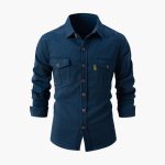 Men's Shirt with Button Placket and Chest Pockets - Image 11
