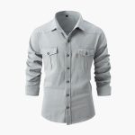 Men's Shirt with Button Placket and Chest Pockets - Image 5
