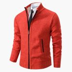 Men's Jacket with Stand-Up Collar and Front Zipper - Image 3