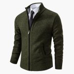 Men's Jacket with Stand-Up Collar and Front Zipper - Image 2