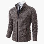 Men's Jacket with Stand-Up Collar and Front Zipper - Image 9