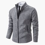 Men's Jacket with Stand-Up Collar and Front Zipper - Image 6