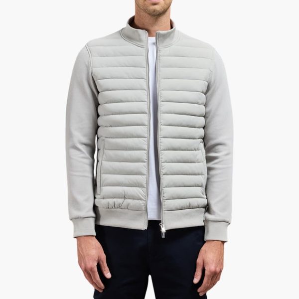 Men's Quilted Jacket with Stand-Up Collar and Zipper