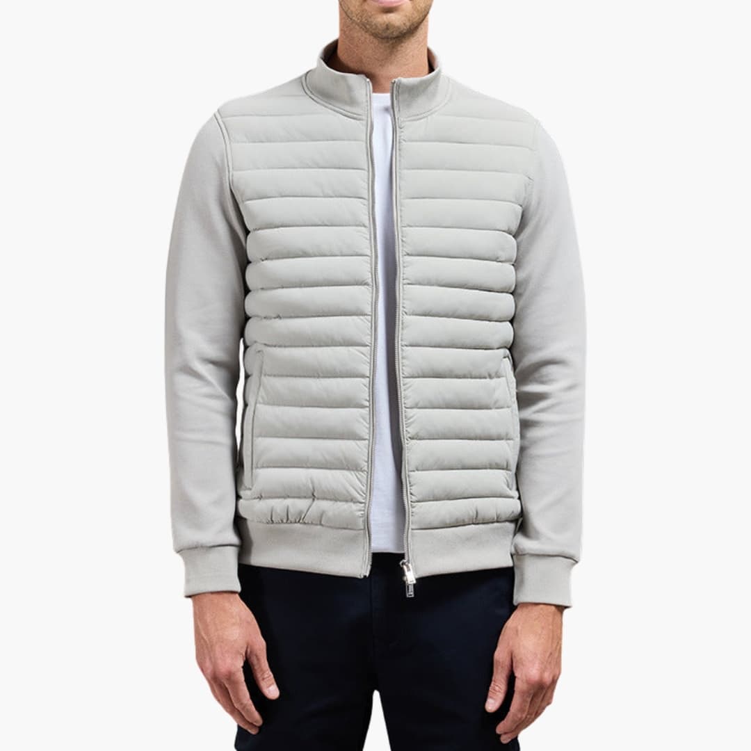 HerrenjackemitStehkragenundelastischenBundchen_1.jpg Men's Quilted Jacket with Stand-Up Collar and Zipper - Image 1