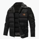 Men's Jacket with Quilting and Faux Fur Collar - Image 2