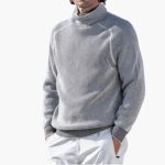 Men's Pullover with Roll Neck and Ribbed Structure - Image 4