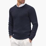 Men's Crew Neck Sweater with Cable Knit - Image 6