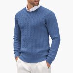 Men's Crew Neck Sweater with Cable Knit - Image 8