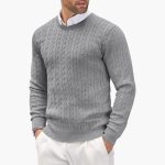 Men's Crew Neck Sweater with Cable Knit - Image 5