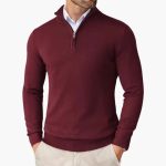 Men's sweater with quarter zip and long sleeves - Image 3