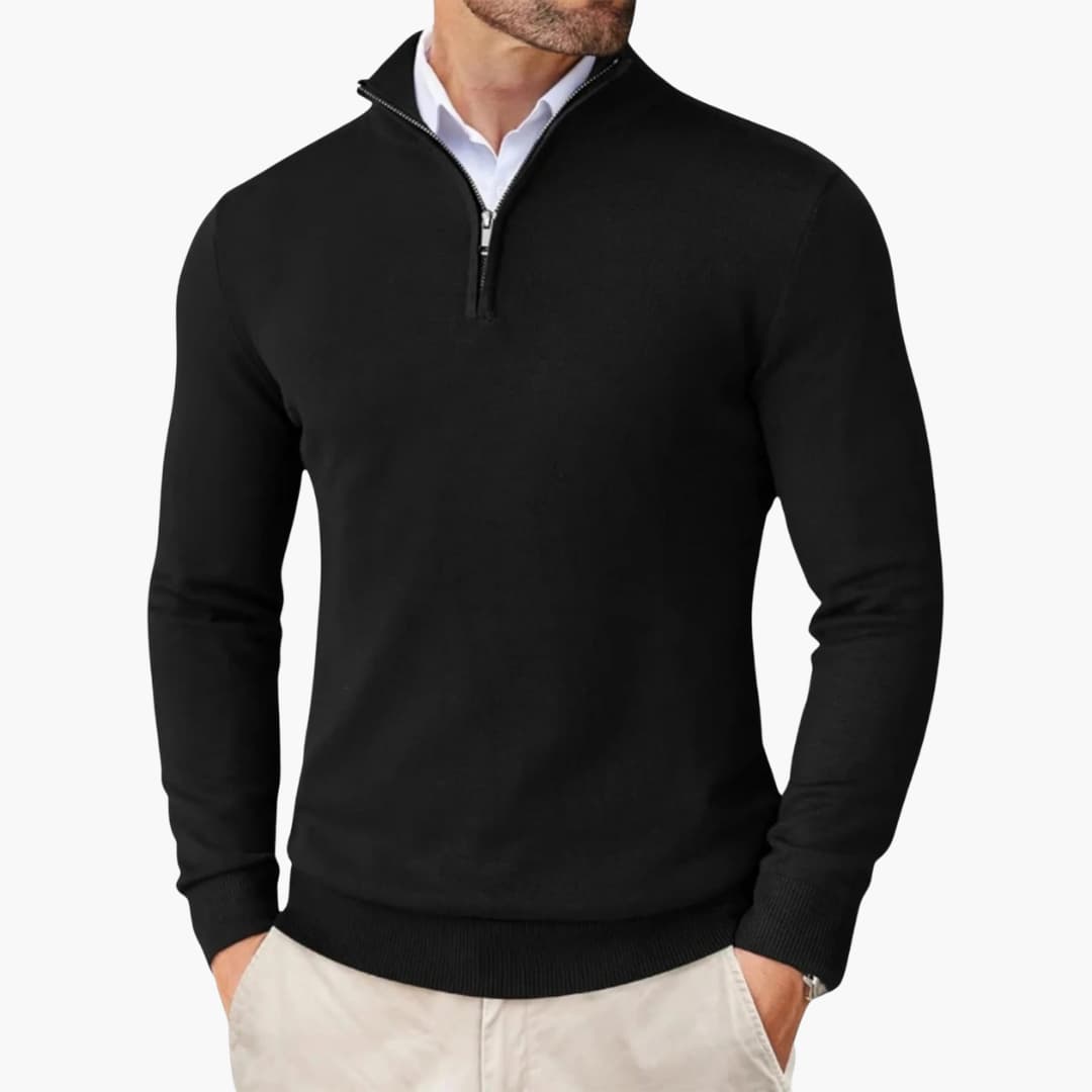 HerrenpullovermitViertelreissverschlussundlangenArmeln_8_fcf29044-1590-4dce-98c4-9fc932a409b6.jpg Men's sweater with quarter zip and long sleeves - Image 1