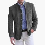 Classic Men's Jacket with Stand-Up Collar and Button Placket - Image 3