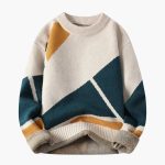 Men's Knit Sweater with Geometric Pattern