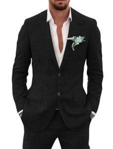 Men's Summer Suit with Notched Lapel and Two Buttons