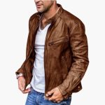 Men’s Biker Jacket with Stand Collar - Image 4