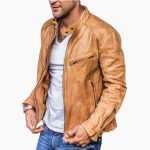 Men’s Biker Jacket with Stand Collar - Image 3