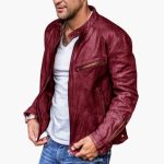 Men’s Biker Jacket with Stand Collar - Image 5