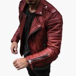 Men’s Biker Jacket with Quilted Sleeves - Image 4