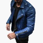 Men’s Biker Jacket with Quilted Sleeves - Image 5
