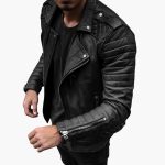Men’s Biker Jacket with Quilted Sleeves - Image 2