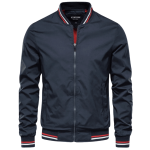 Men’s Bomber Jacket with Stripe Trim and Zip Closure - Image 2