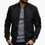 Men’s Bomber Jacket with Zip Closure and Ribbed Hem - Image 3