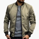 Men’s Bomber Jacket with Zip Closure and Ribbed Hem - Image 4