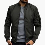 Men’s Bomber Jacket with Zip Closure and Ribbed Hem - Image 5
