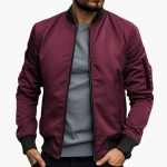 Men’s Bomber Jacket with Zip Closure and Ribbed Hem - Image 6