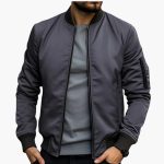 Men’s Bomber Jacket with Zip Closure and Ribbed Hem - Image 7
