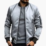 Men’s Bomber Jacket with Zip Closure and Ribbed Hem - Image 9