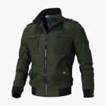 Men’s Bomber Jacket with Zipper Closure and Ribbed Trim - Image 4