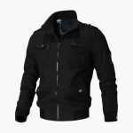 Men’s Bomber Jacket with Zipper Closure and Ribbed Trim - Image 3