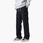 Men’s Corduroy Cargo Trousers with Drawstring Waist and Side Pockets - Image 2