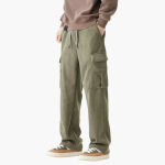 Men’s Corduroy Cargo Trousers with Drawstring Waist and Side Pockets - Image 4