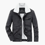 Men's Corduroy Jacket with Shearling Lining and Button Fastening - Image 3