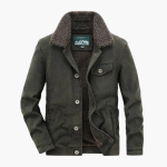 Men's Corduroy Jacket with Shearling Lining and Button Fastening - Image 4
